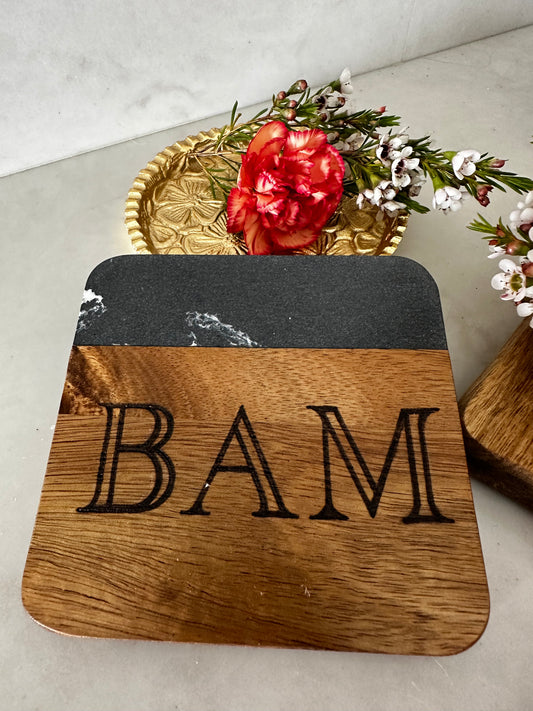 Customized Marble-Wood Coasters