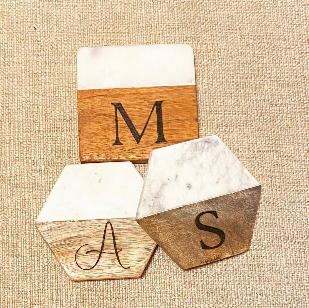 Customized Marble-Wood Coasters